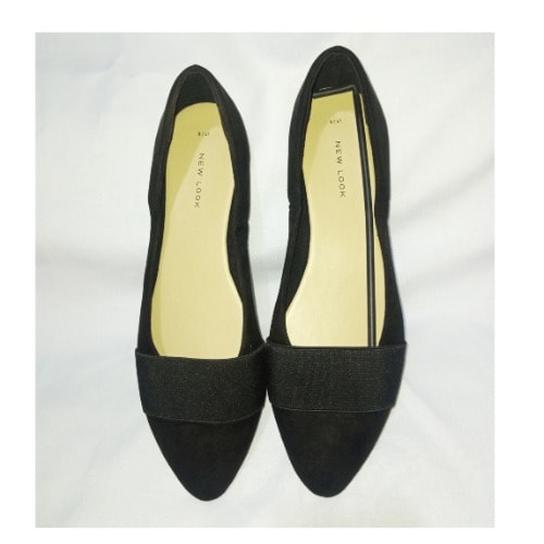 Ladies Pointed Office Flat Shoes - Black