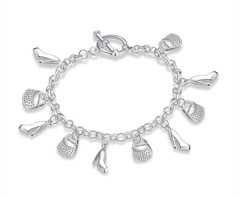 925 Sterling Silver Women Chain Love Gifts Charm Bracelets Costume Jewelry