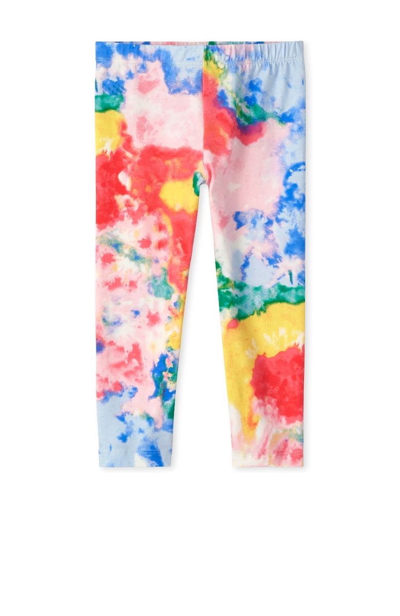 Girls Tie And Dye Print Capri Leggings- Pink Orange Multicolour