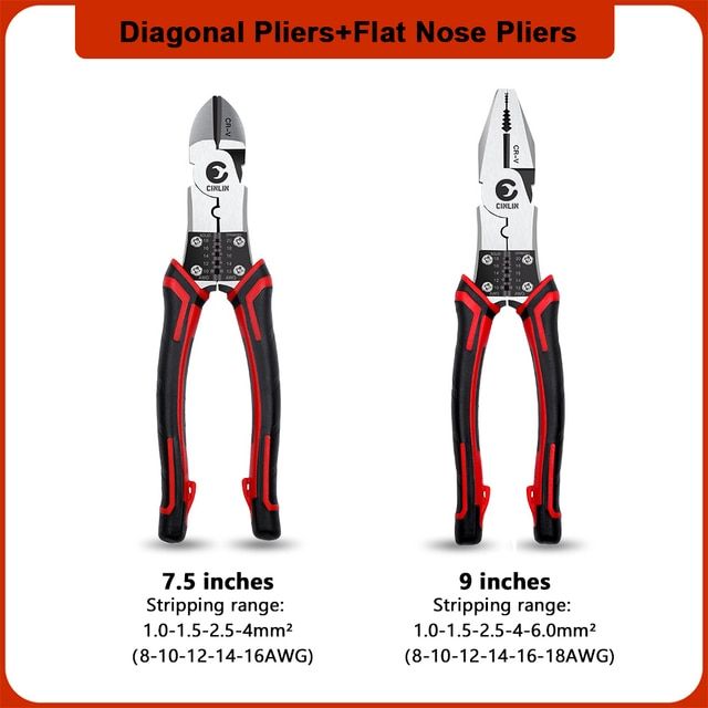 Long Nose Pliers Steel Wire Stripper Cable Cutter Crimper