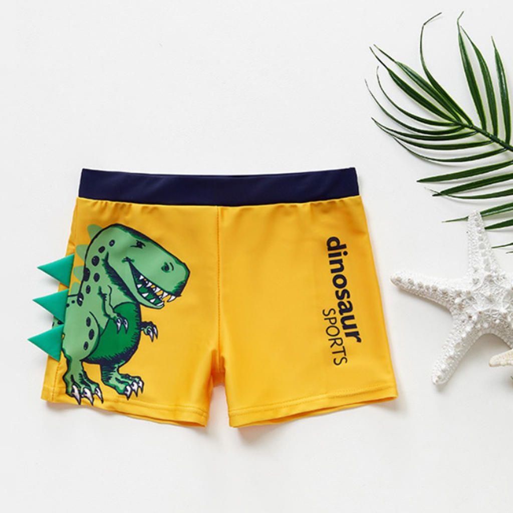 Kids Swimsuit Shorts Swimwear Youth Swimming Bath Dinosaur Yellow M