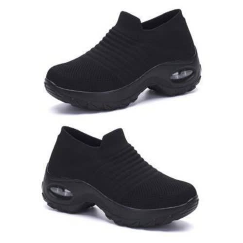 Women's Non Slip Breathable Socks Sneakers - Black