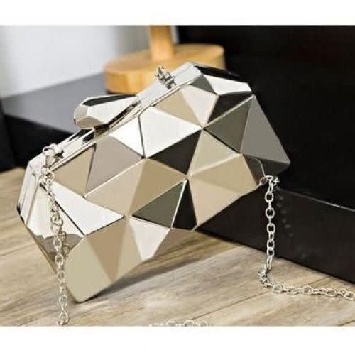 Acrylic Silver Geometric Clutch Purse