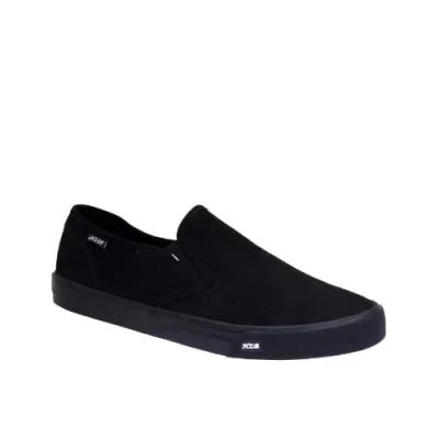 Low Top Suede Slip On Sneakers - Black