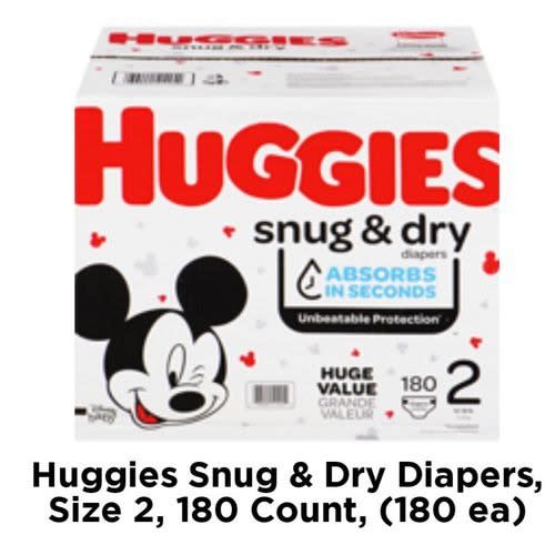 Huggies Snug And Dry Size 2-180 Counts