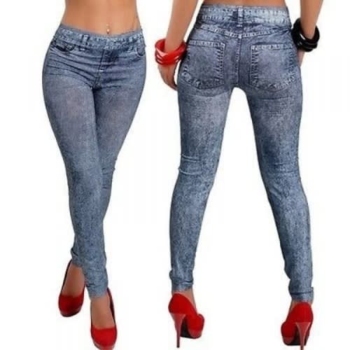 Stretchy Denim Jean Leggings - Blue