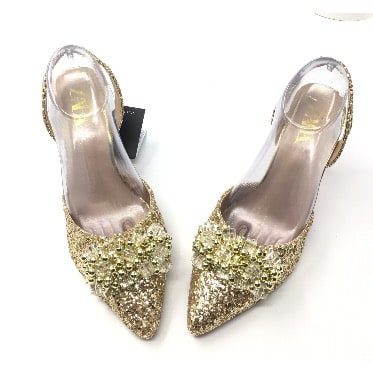 Sequined Red Bottom Slingback Heels