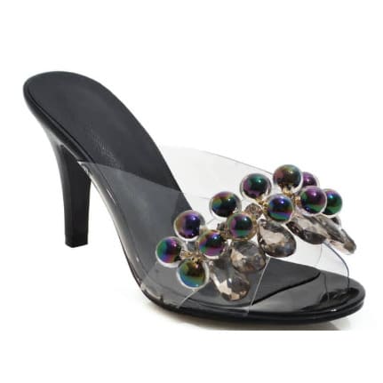 All Pearls Transparent Slippers-Black