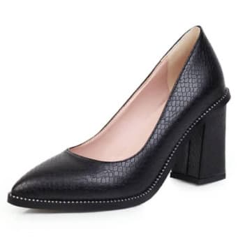 Glossy Skin Leather Pointed Cover shoes-Black
