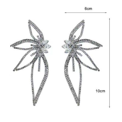 Flower Shape Lady Earrings - Silver