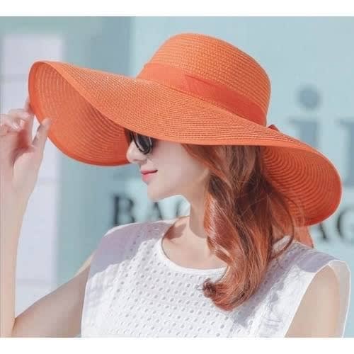 Flora Wide Brimmed Hat - Orange