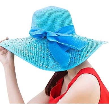Ladies Beach & Summer Hats With Wide Brim - Blue