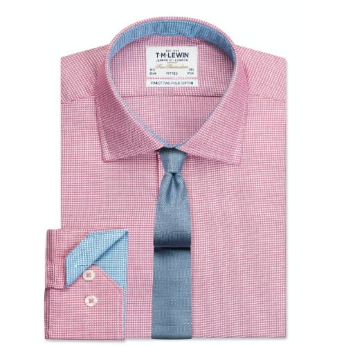 Fitted Magenta Arrow Twill Button Cuff Shirt