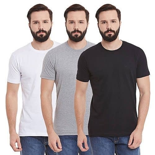 3 In 1 Men's T-shirts - White Black & Ash