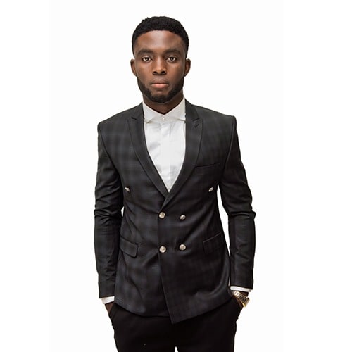 Checkered Stripped Double Breasted Wool Blazers-Grey - MBZ-2580