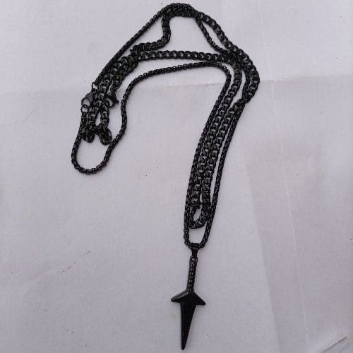 Cuban Link Chain With Srd Pendant -Black