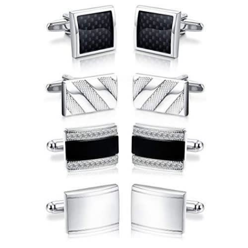 Men's Cufflinks - Set Of 4 - Silver Tone