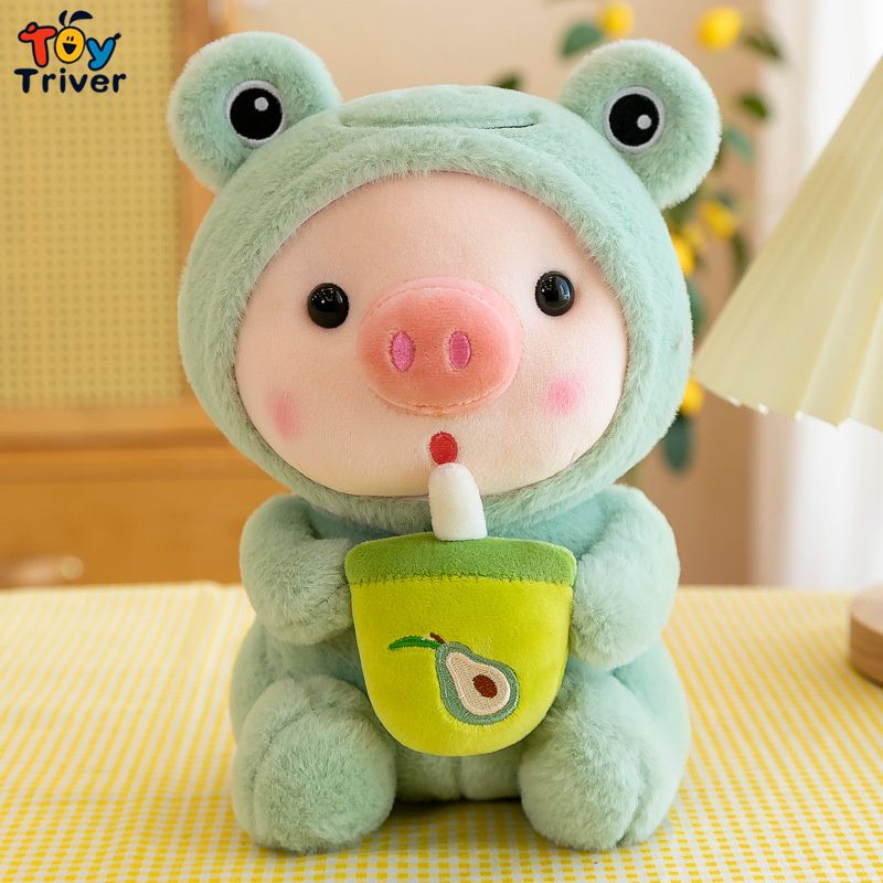 Kawaii Boba Tea Pig Cosplay Frog Bunny Avocado Plush Toys