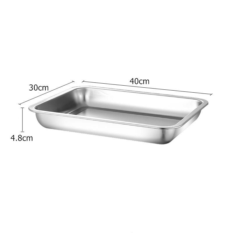 Stainless Steel Rectangle Deepen Storage Tray Dinner Plate Oven Cake Baking Pan Bread Bakeware Food Container Kitchen Accessorie