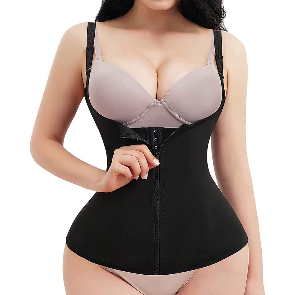 (Black)Women Waist Trainer Slimming Corset Zipper Hook Shapewear Waist Cinche Recovery Belt Fo JIN