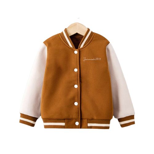 J2911 Brown Cotton Varsity Jacket