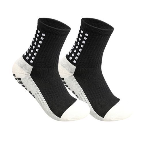 Anti_Slip Breathable Football Socks Men Summer Running Cotton Rubber  Soccer Women Cycling Sports Accessorie Football Grip Sock(#black)