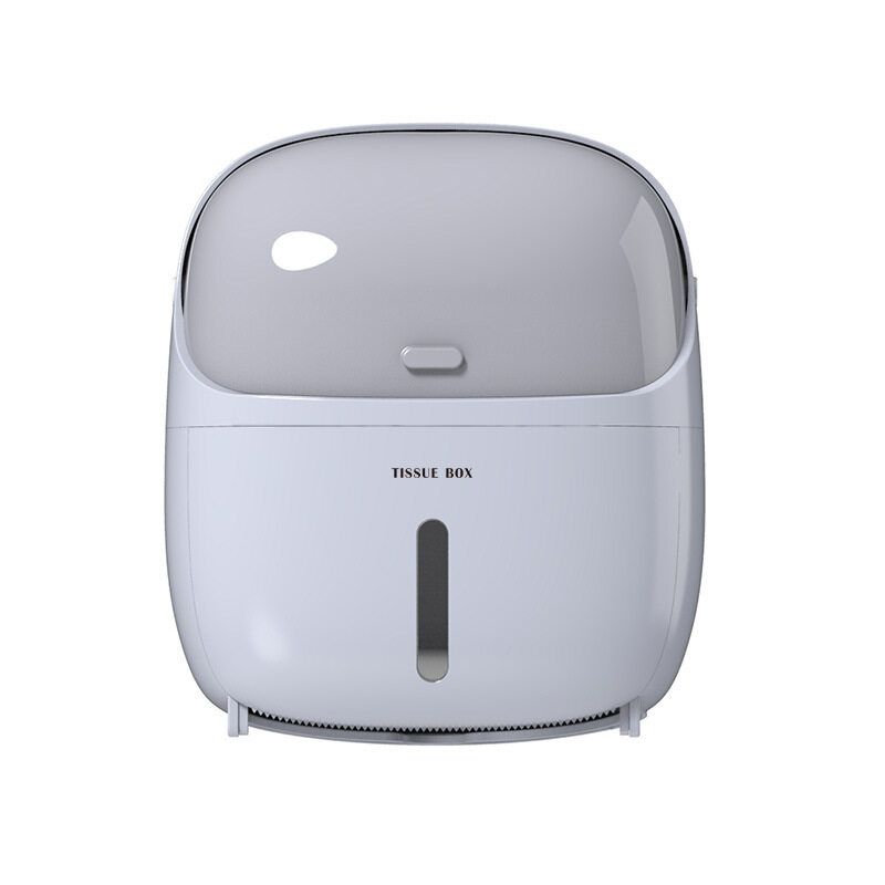 Multifunctional Waterproof Design Bathroom Toilet Tissue Holder Nail Free Wall Mounted Paper Shelf Storage Box Grey