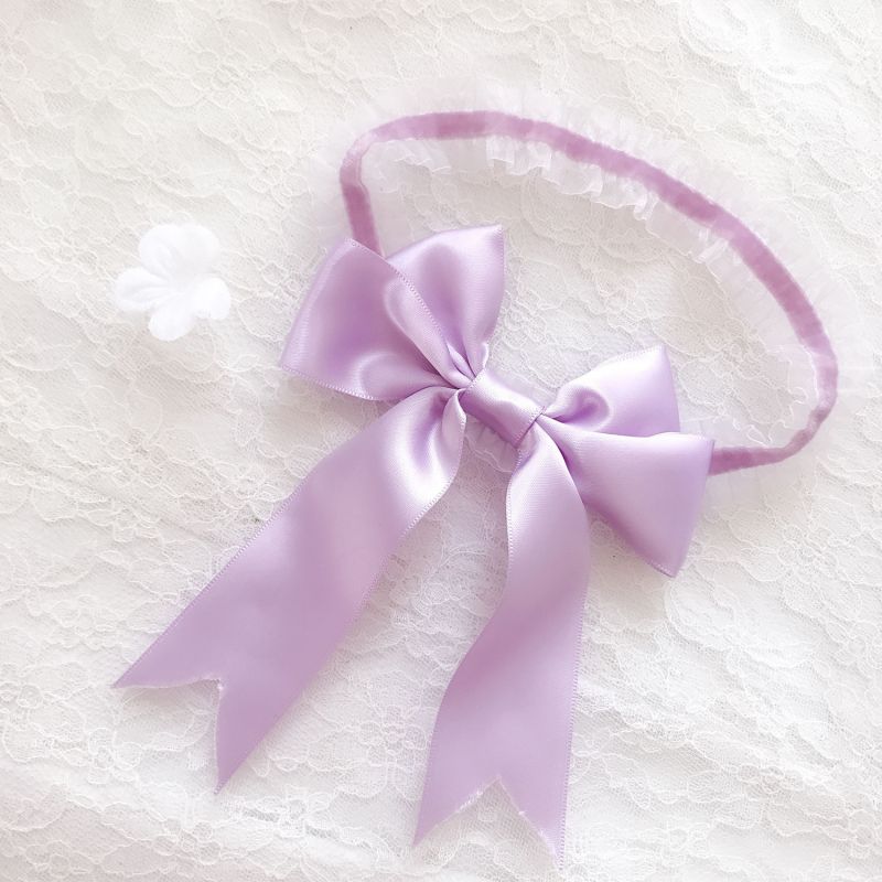1PC Y Lace Bow Garter Bride Solid Color Fashion Comfortable-Light Purple-ONE SIZE FITS ALL
