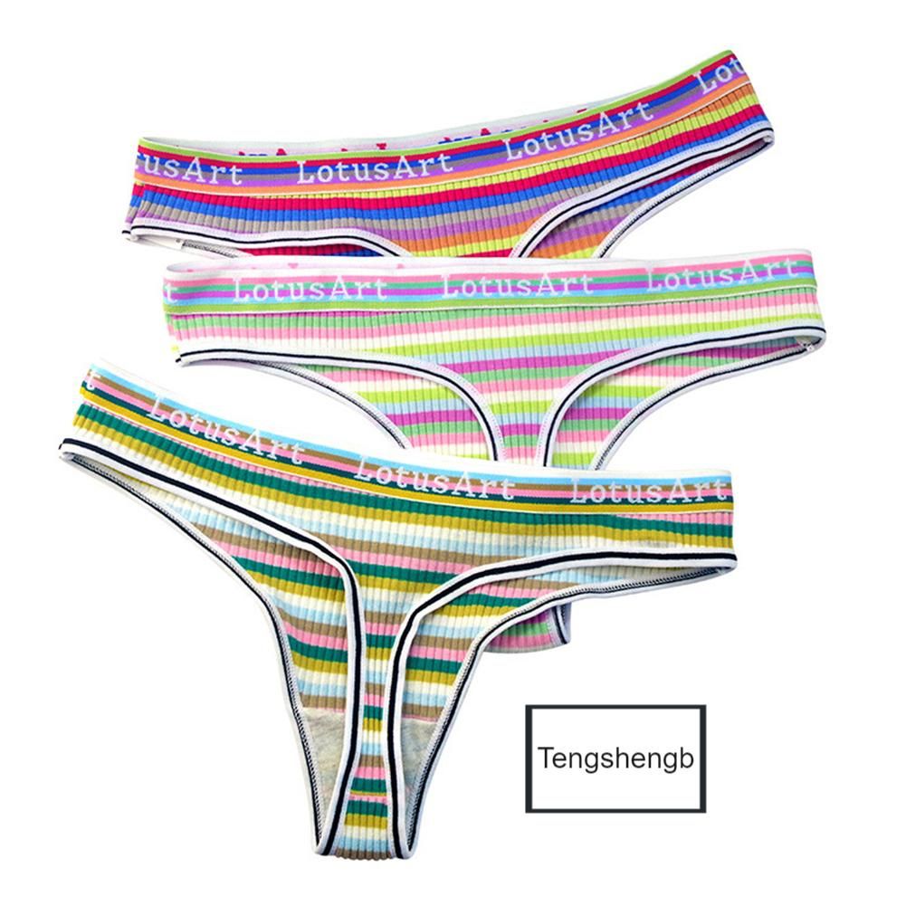 Knit Threaded Cotton Panties High Elastic Mid-waist