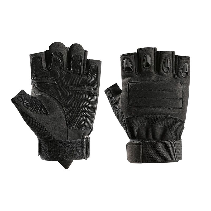 1 Pair Gloves Outdoor Tactical Half Finger Hard KnuckSport For Fitness Hiking Riding Military Combat Shooting Hunting Gloves Black M