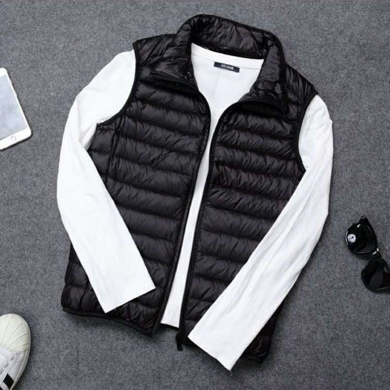 Ultra Thin Down Jacket Men Light Warm Waistcoat Men Sleeveless Cropped Puffer
