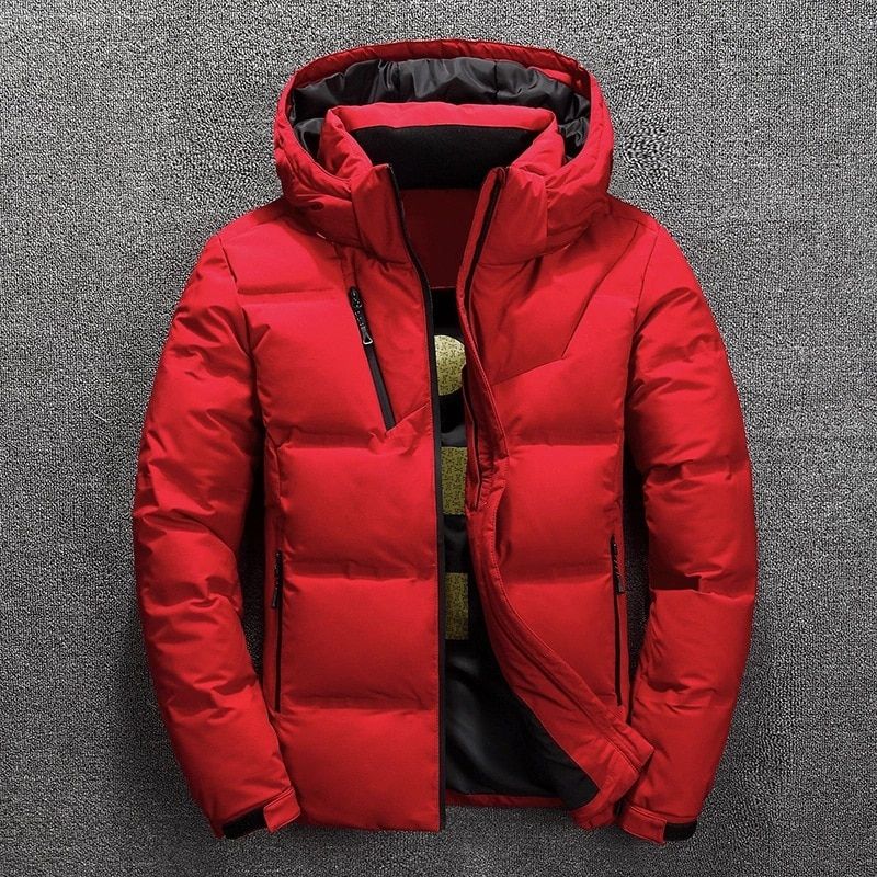 2022 Winter Warm  Duck Down Jacket Men Casual Slim Stand Collar Puffer Hooded