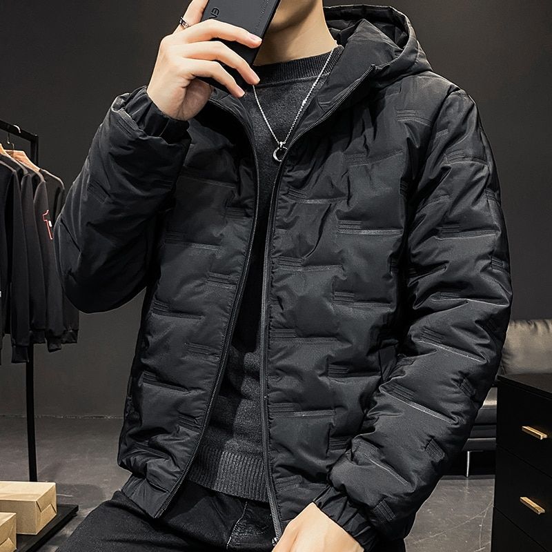 Thick Warm Cotton Jacket Men's Short Hooded Winter Fashion Casual Youth Jacket