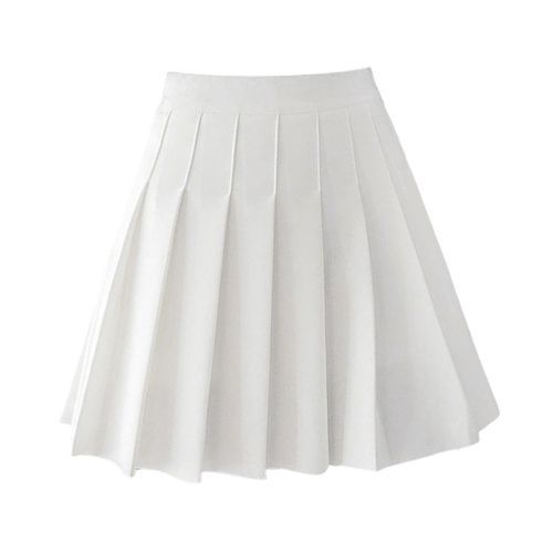 Women Pleated Skirt High Waist Mini Tennis Skater Skirt White S