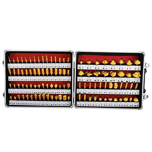 KUNTEC 100 Piece 14 Shank Router Bit Set Tungsten Carbide Ti