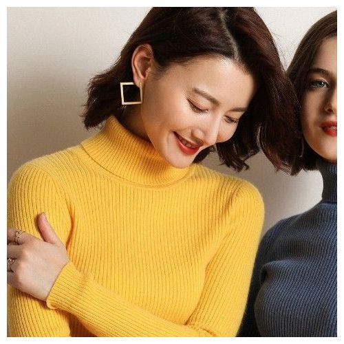 Women Slim Fit Turtleneck Sweater Casual Knitted Pullover Sweater