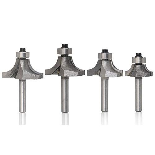Yakamoz 4Pcs 14 Inch Shank Carbide RoundOver Router Bit Set