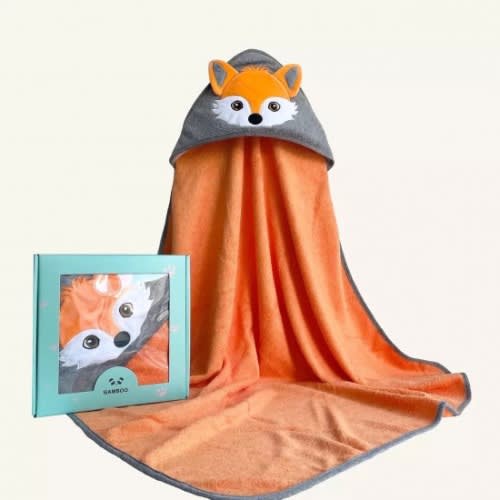 Bubbas - Bamboo Infant To Toddler Hooded Towel - Fox -  37 x 37”