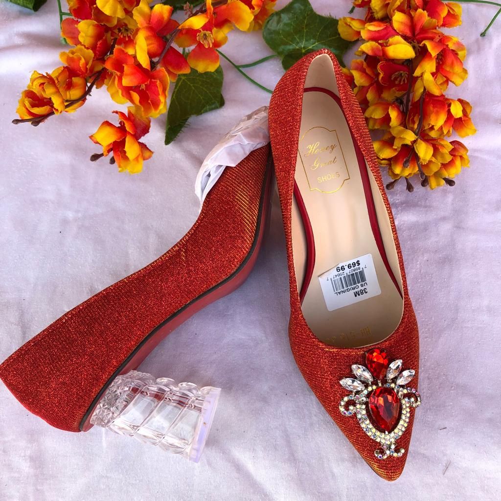 Wine Blocked Heel Shoe