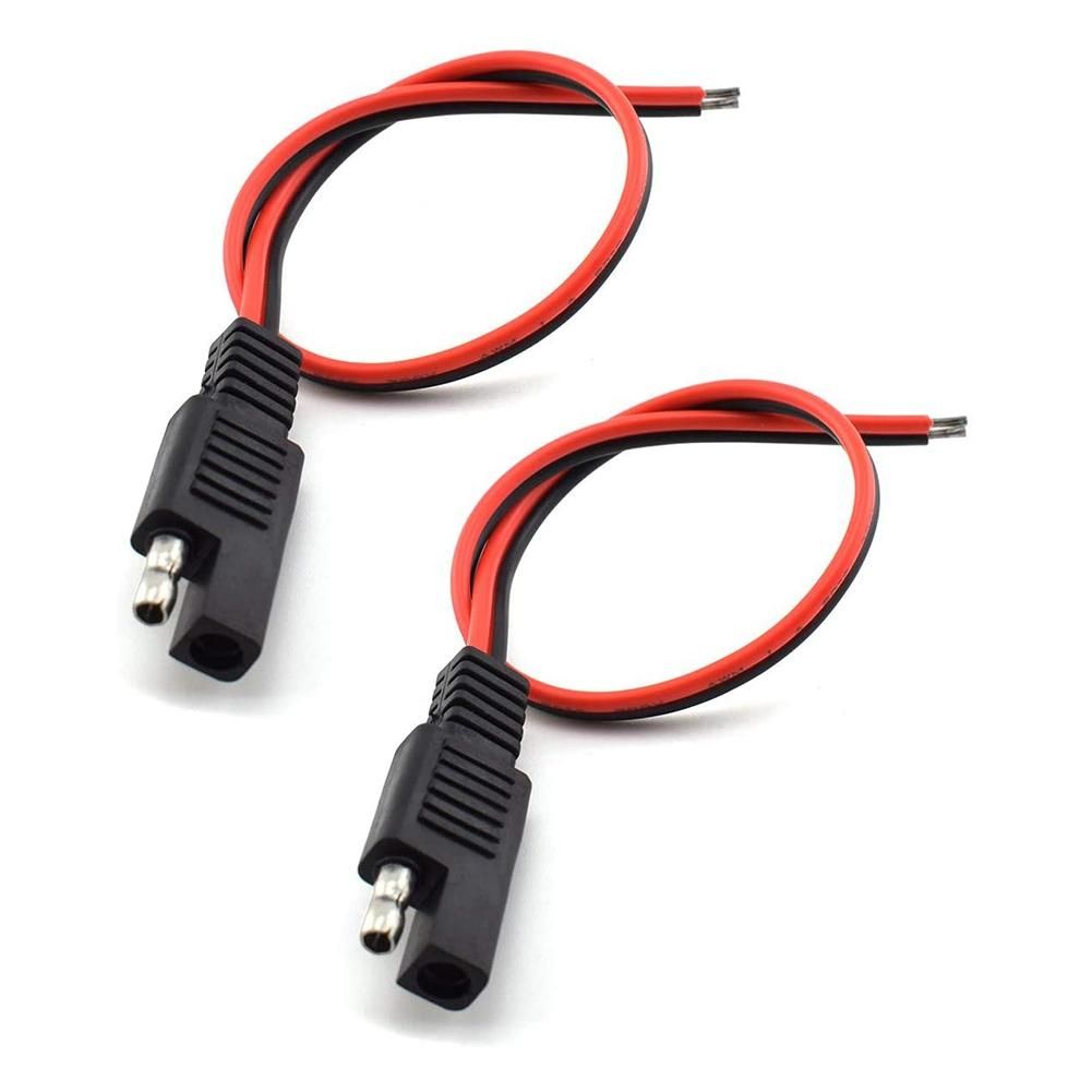 2 Pcs 18AWG SAE Extension Cable 2-Pin SAE Quick Connector Disconnect Plug 10A Solar Battery Panel SAE Plug Wire 1Ft30cm
