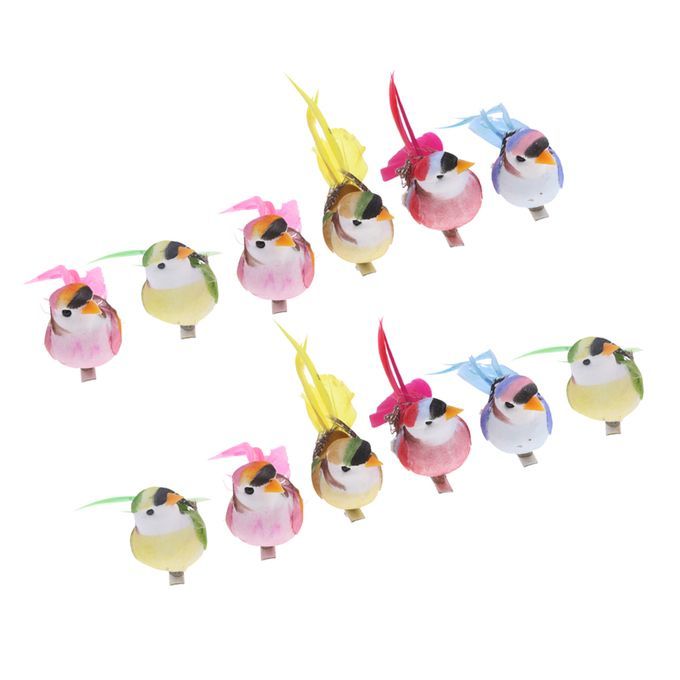 12pcs Magpie Realistic Feathered Artificial Craft Animal Home Garden