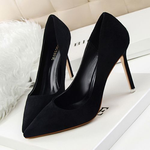 Women's Pointed Dress Party High Heels Thin Sexy Shoes Black