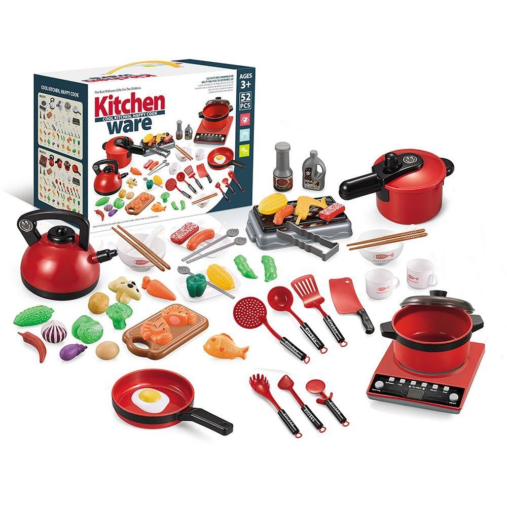 52PCS Kitchen Play Toy Kids Pretend Playset With Cookware