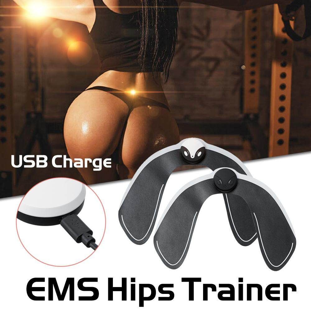 Hips Trainer Buttocks Lifting Machine Body Massager Fitness Pad USB Charging Black Host