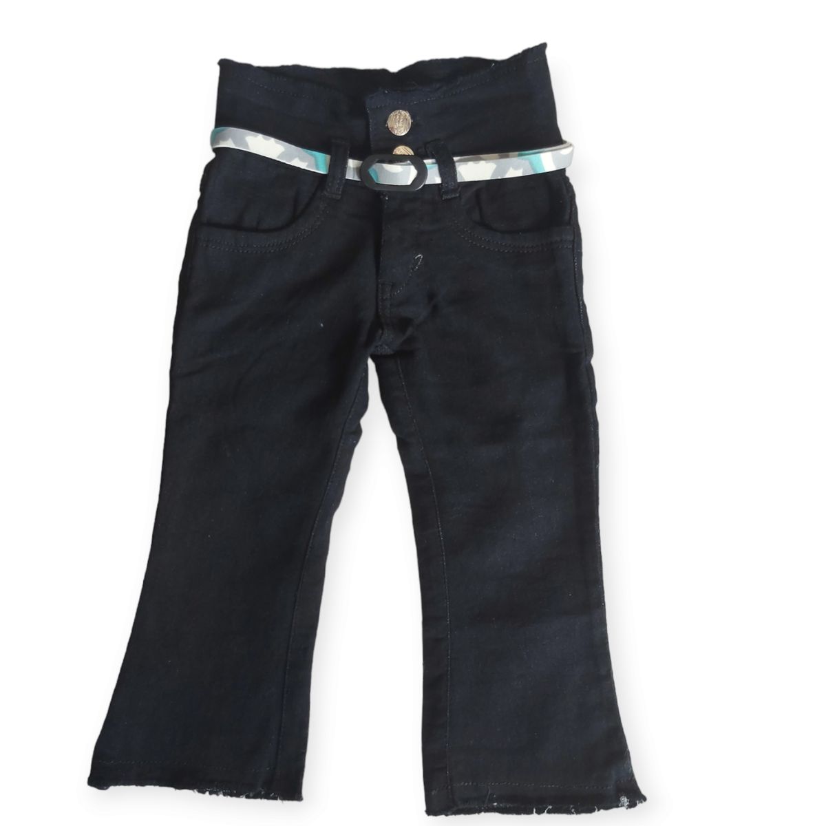 Girl Belted Jeans- Black