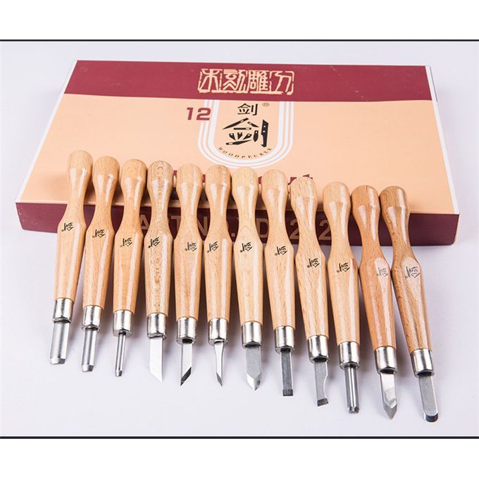 12pcs One Lot Wood Carving Tool Wood Engraving Kn-ife