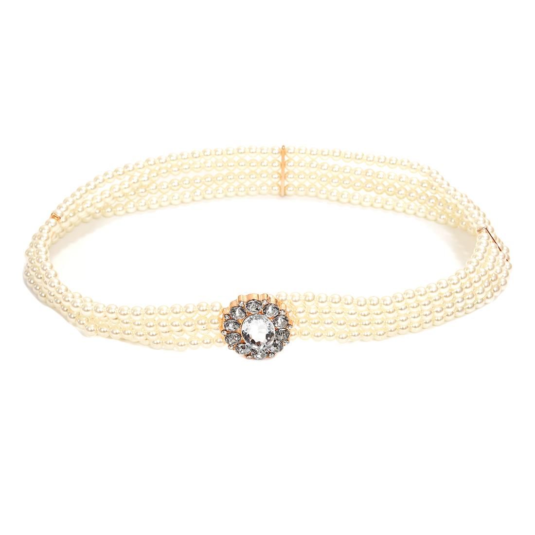 White Stunning 4 Layers Circle Rhine Buckle Pea