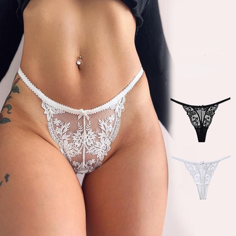 Women's Lace Embroidered Sexy G-string Pants Tanga Thong T-back  Pants