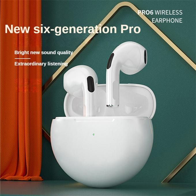 Pro 6 White Bluetooth Headphones Gaming Headphones Earbuds
