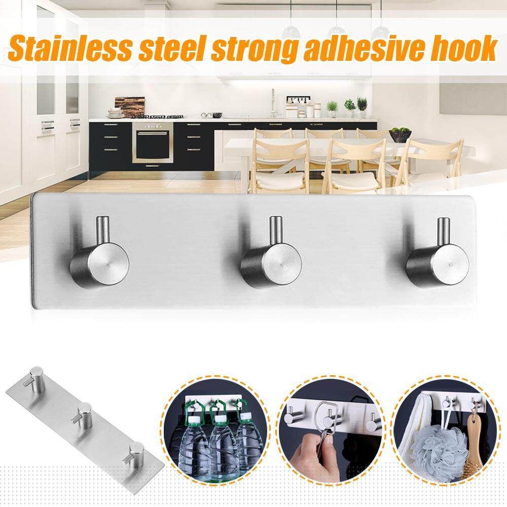 Hook Three Hook Stainless Steel Hook Free Punching No Trace Hook Strong Adhesive